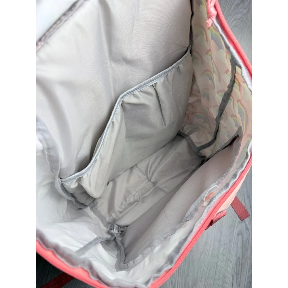 Fuel Rainbow Cloud Print Backpack Pink School Bag with Mesh Pockets and Buckle